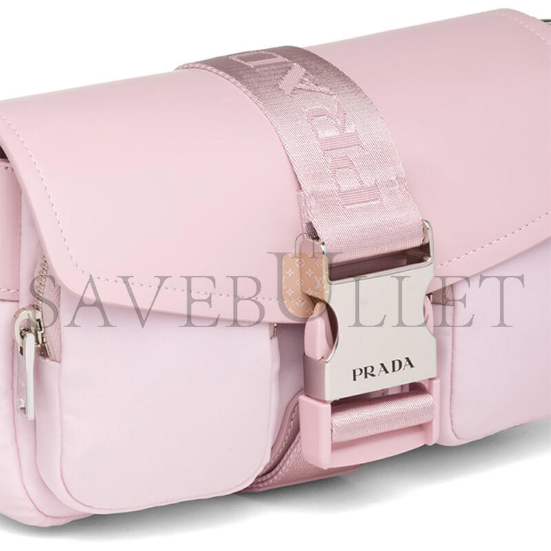 Pra*a nylon and glossed leather shoulder bag 1bd295 (23*12.5*5.5cm)